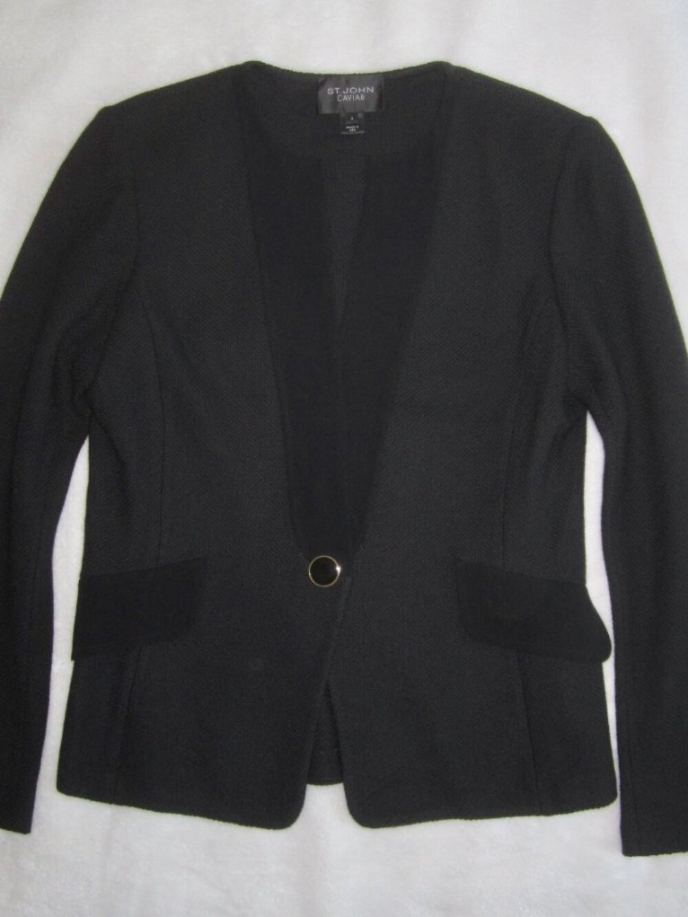 ST JOHN CAVIAR Black Knit Jacket Women's 8